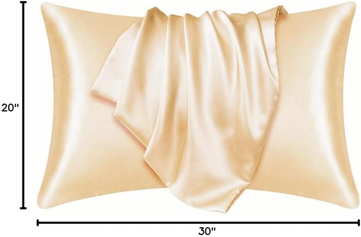SilkVerve β Luxury Satin Pillowcase Set (2-Pack), Anti-Frizz & Anti-Wrinkle Design with Secure Zipper Closure