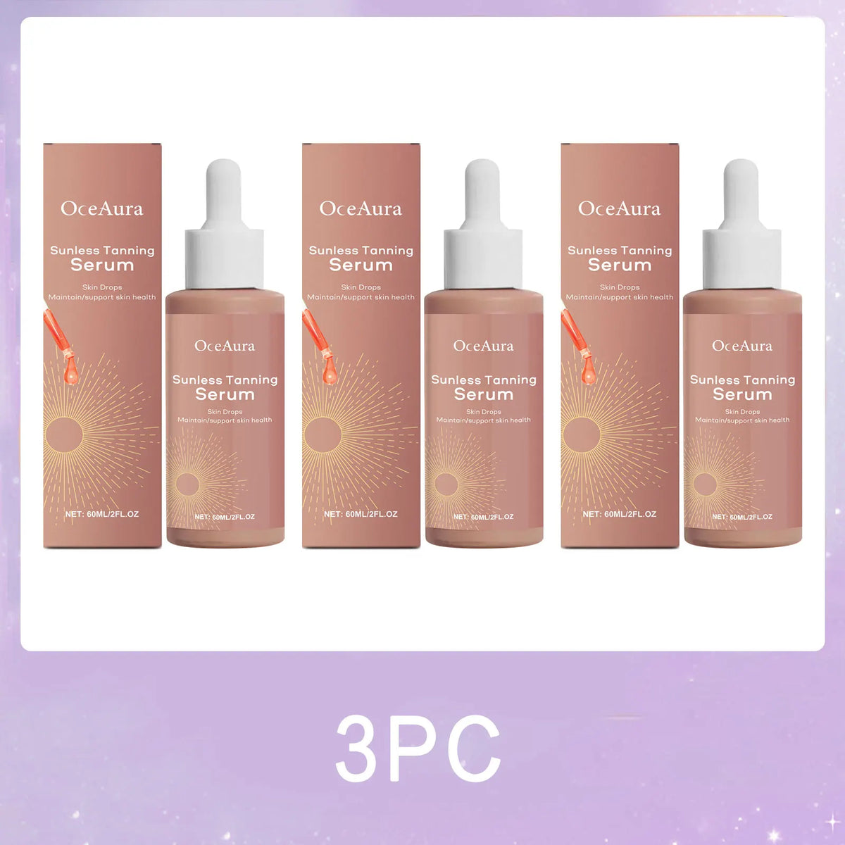 OceAura — Sunless Tanning Serum, Beet Root & Ginseng Root Extract with Carotene, Natural Sun-Kissed Glow for Face & Body