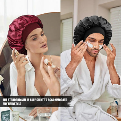 SilkNest — Adjustable Satin Sleep Bonnet, Soft Sleep Cap for Natural & Curly Hair, Men & Women, Wine