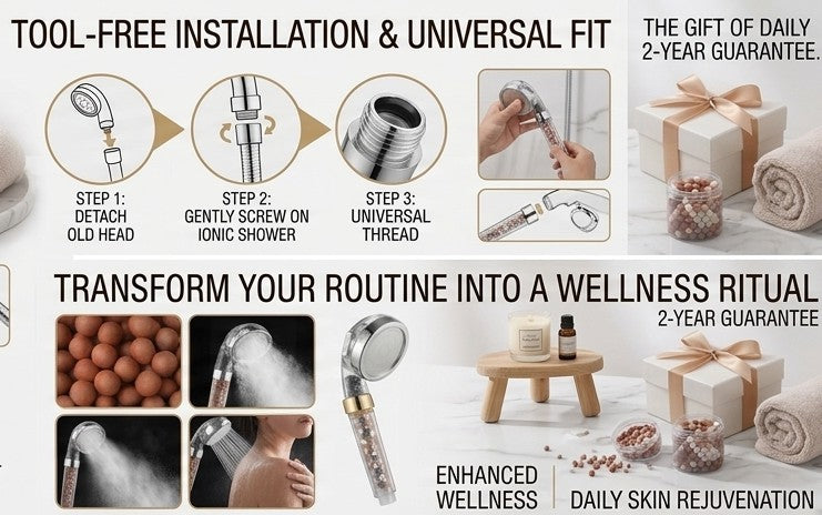 AquaVerve Pro — 3-Function High-Pressure Handheld Rainfall Shower Head with Anion Filter, Water-Saving Bathroom Accessory