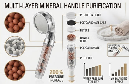 AquaVerve Pro — 3-Function High-Pressure Handheld Rainfall Shower Head with Anion Filter, Water-Saving Bathroom Accessory