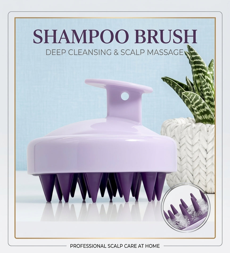 ScalpBloom — Silicone Shampoo Scalp Massager Brush, Soft Bristle Head & Body Massage Comb, Ergonomic Handle