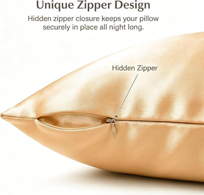 SilkVerve — Luxury Satin Pillowcase Set (2-Pack), Anti-Frizz & Anti-Wrinkle Design with Secure Zipper Closure