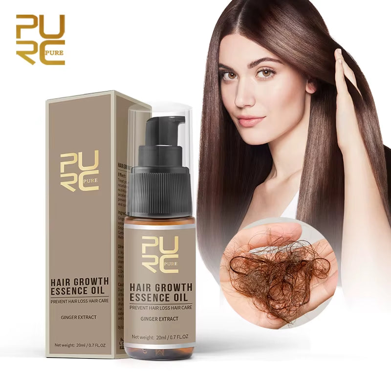 PURC Hair Growth Essence Oil — Prevent Hair Loss Scalp Treatment with Ginger, Ginseng & Patchouli, Thinning Hair Care Serum