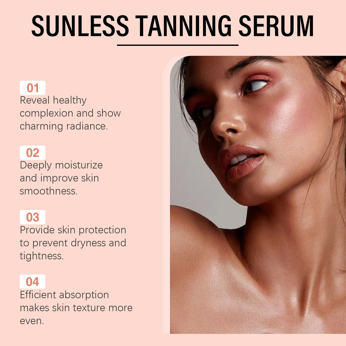 OceAura — Sunless Tanning Serum, Beet Root & Ginseng Root Extract with Carotene, Natural Sun-Kissed Glow for Face & Body