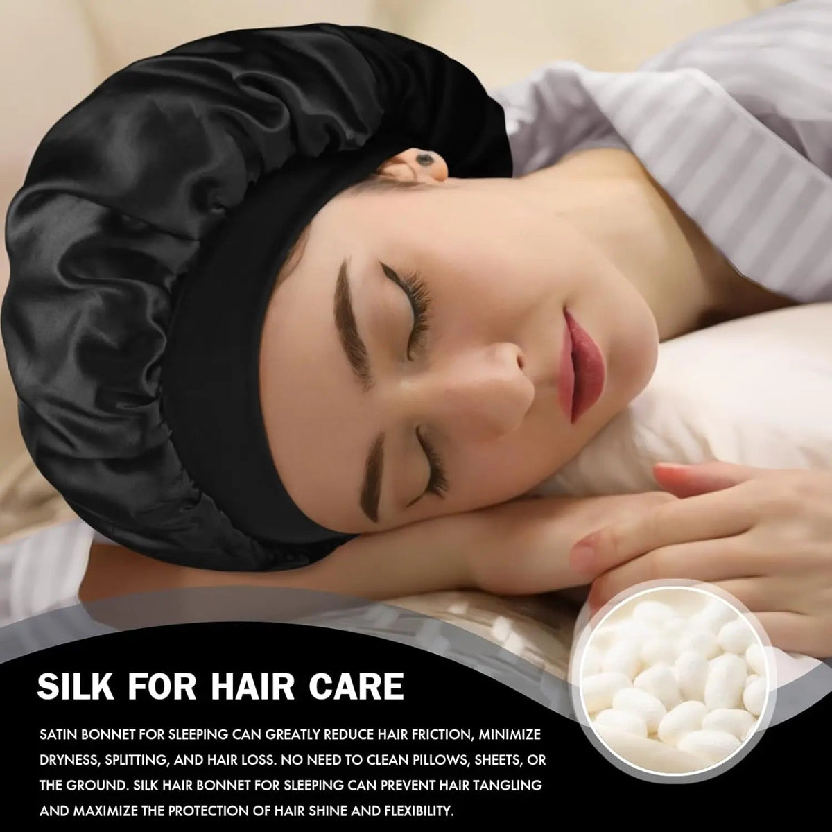 SilkNest — Adjustable Satin Sleep Bonnet, Soft Sleep Cap for Natural & Curly Hair, Men & Women, Wine