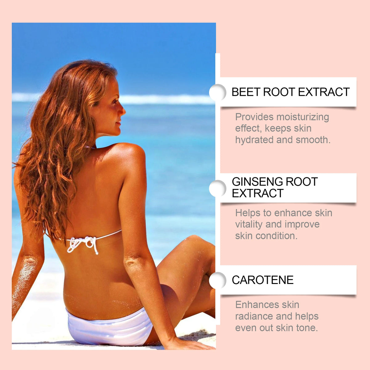 OceAura — Sunless Tanning Serum, Beet Root & Ginseng Root Extract with Carotene, Natural Sun-Kissed Glow for Face & Body