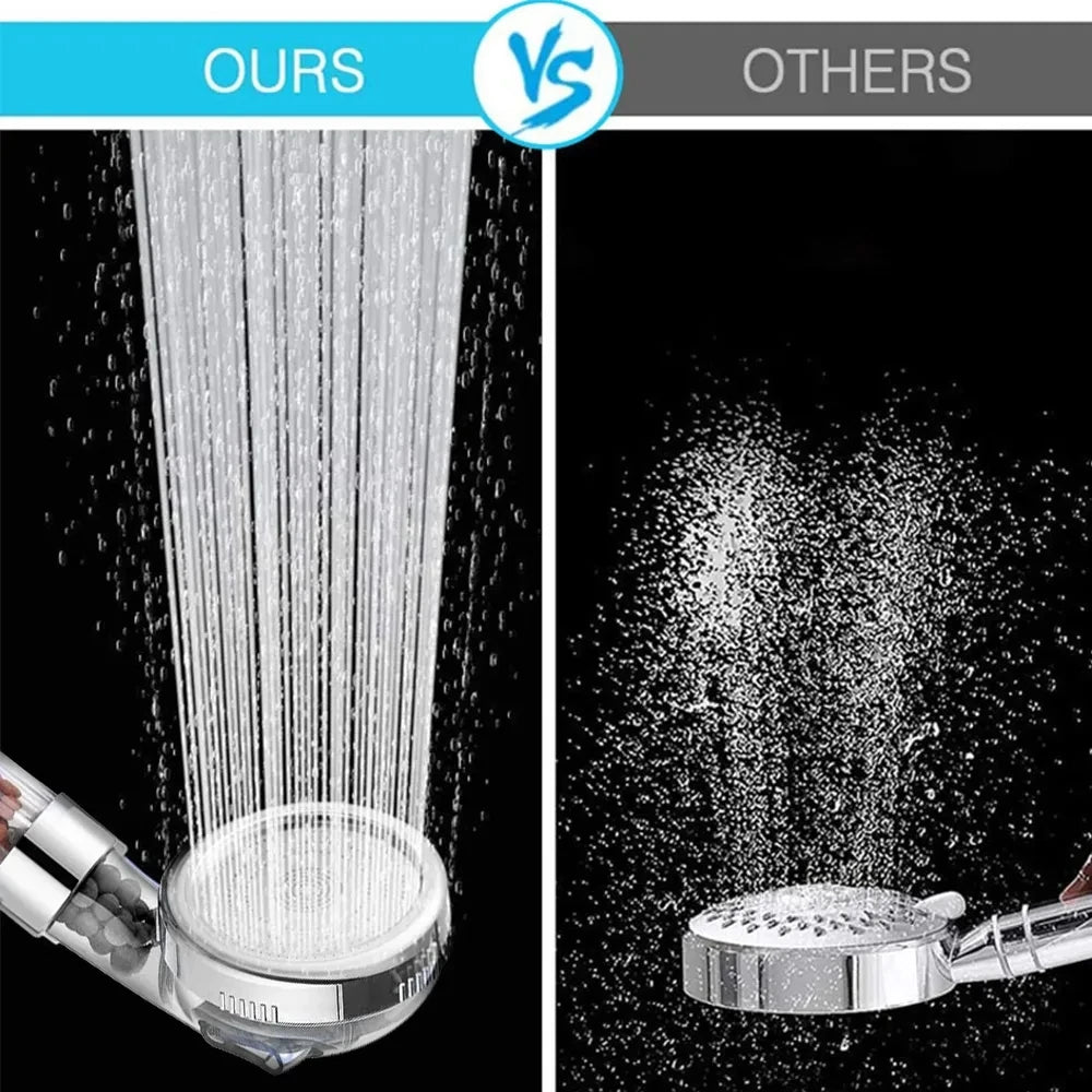 AquaVerve Pro — 3-Function High-Pressure Handheld Rainfall Shower Head with Anion Filter, Water-Saving Bathroom Accessory