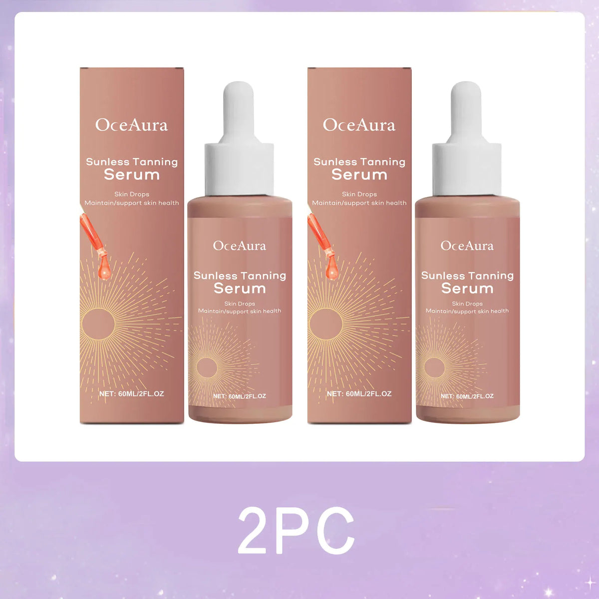 OceAura — Sunless Tanning Serum, Beet Root & Ginseng Root Extract with Carotene, Natural Sun-Kissed Glow for Face & Body