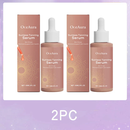OceAura — Sunless Tanning Serum, Beet Root & Ginseng Root Extract with Carotene, Natural Sun-Kissed Glow for Face & Body