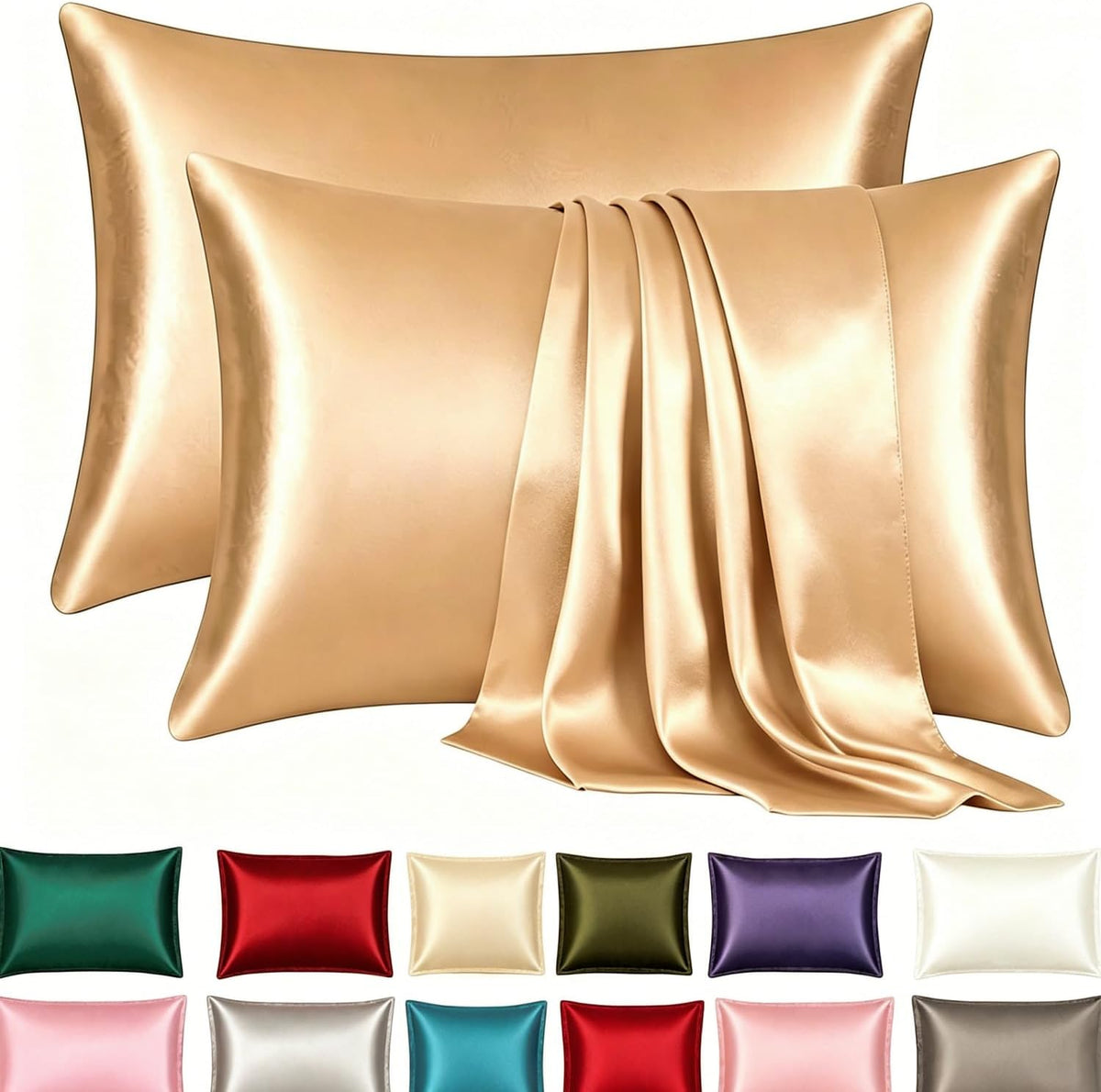 SilkVerve — Luxury Satin Pillowcase Set (2-Pack), Anti-Frizz & Anti-Wrinkle Design with Secure Zipper Closure