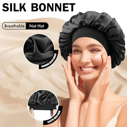 SilkNest — Adjustable Satin Sleep Bonnet, Soft Sleep Cap for Natural & Curly Hair, Men & Women, Wine