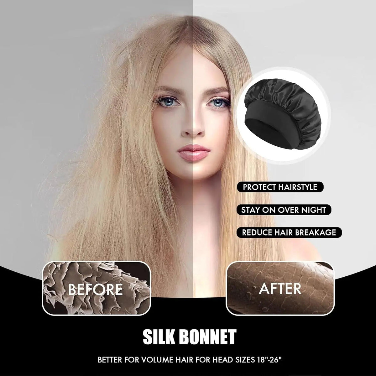 SilkNest — Adjustable Satin Sleep Bonnet, Soft Sleep Cap for Natural & Curly Hair, Men & Women, Wine